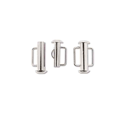 Silver Plated Slide Bar Clasp 16.5mm - Pack of 2