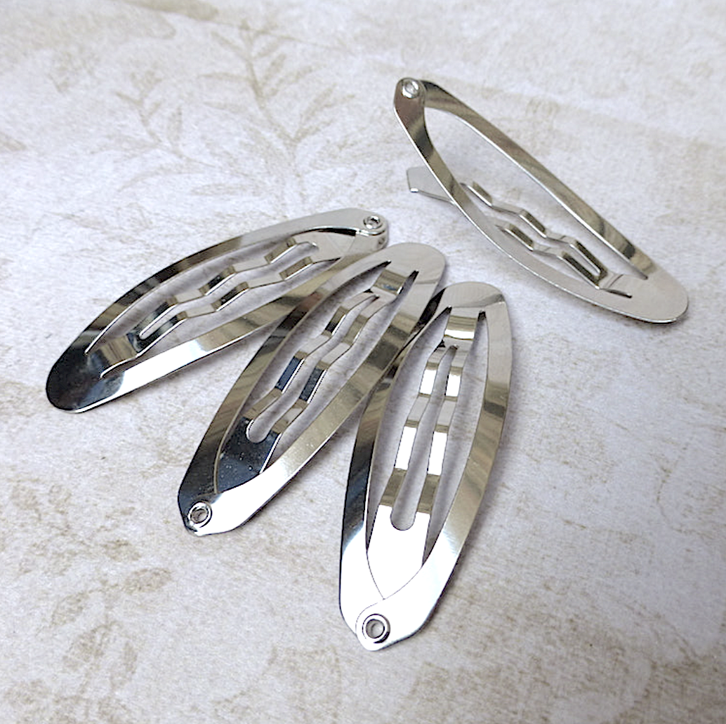 Snap Clip Silver Hair Clip Hair Component - Pack of 10