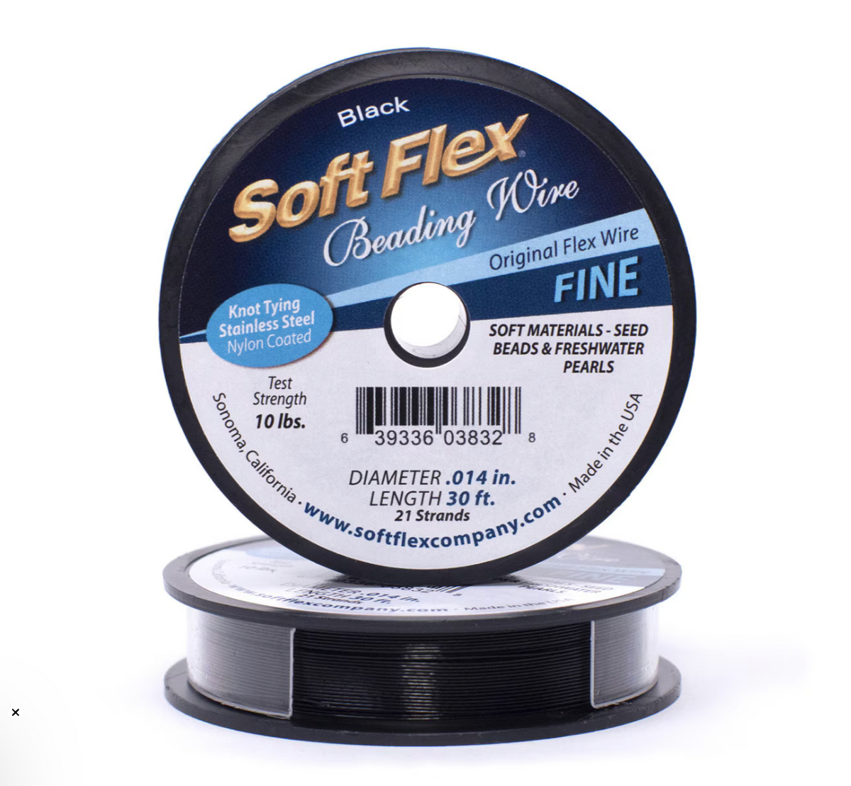 Soft Flex Black Onyx Fine Beading Wire 0.014 inch 30 ft