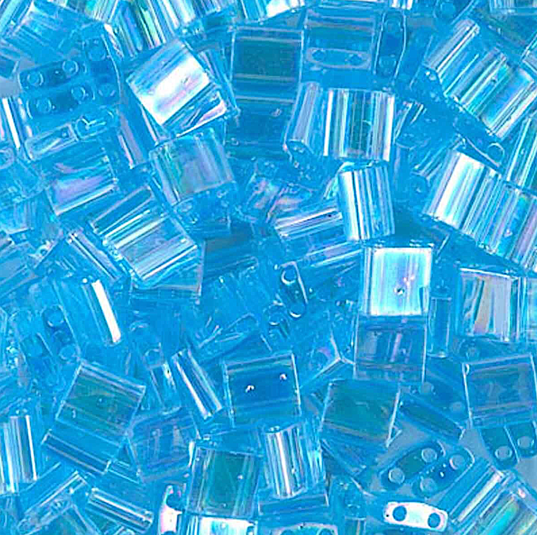 Transparent Aqua AB Miyuki Tila Beads 7.2 gram in tube