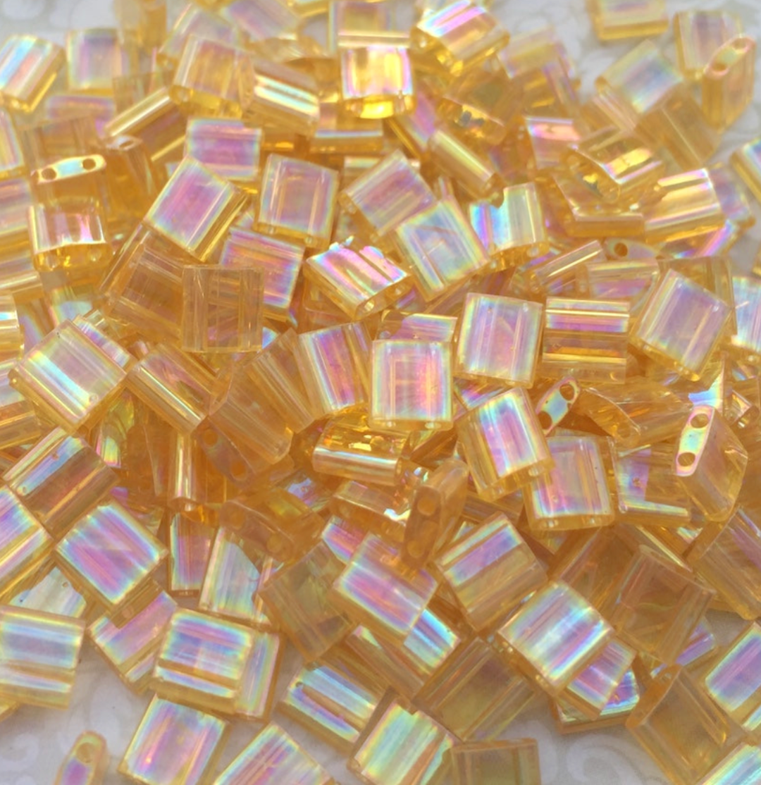 Transparent Light Topaz AB Miyuki Tila Beads 8 grams