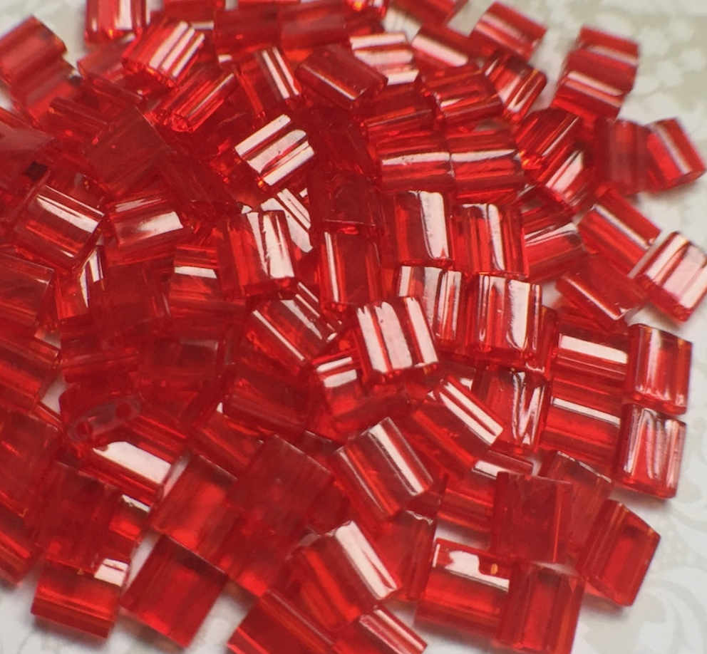 Transparent Red Miyuki Tila Beads 8 grams