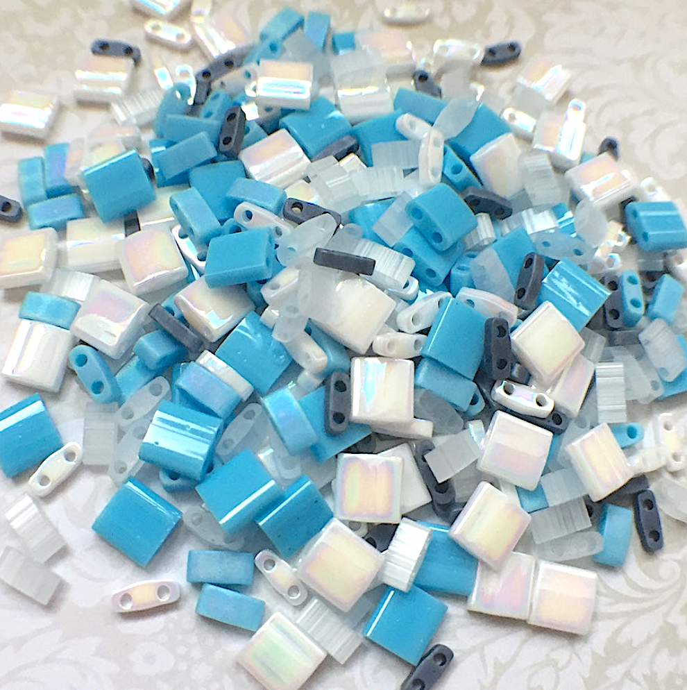 Waves Assorted Colours and Sizes of Tila Beads 8 grams
