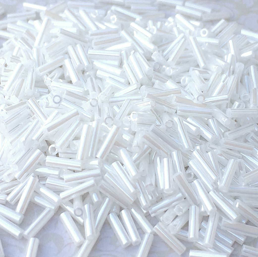 White Pearl Ceylon 6mm Miyuki Bugle Beads BGL2-9528 - 10 grams