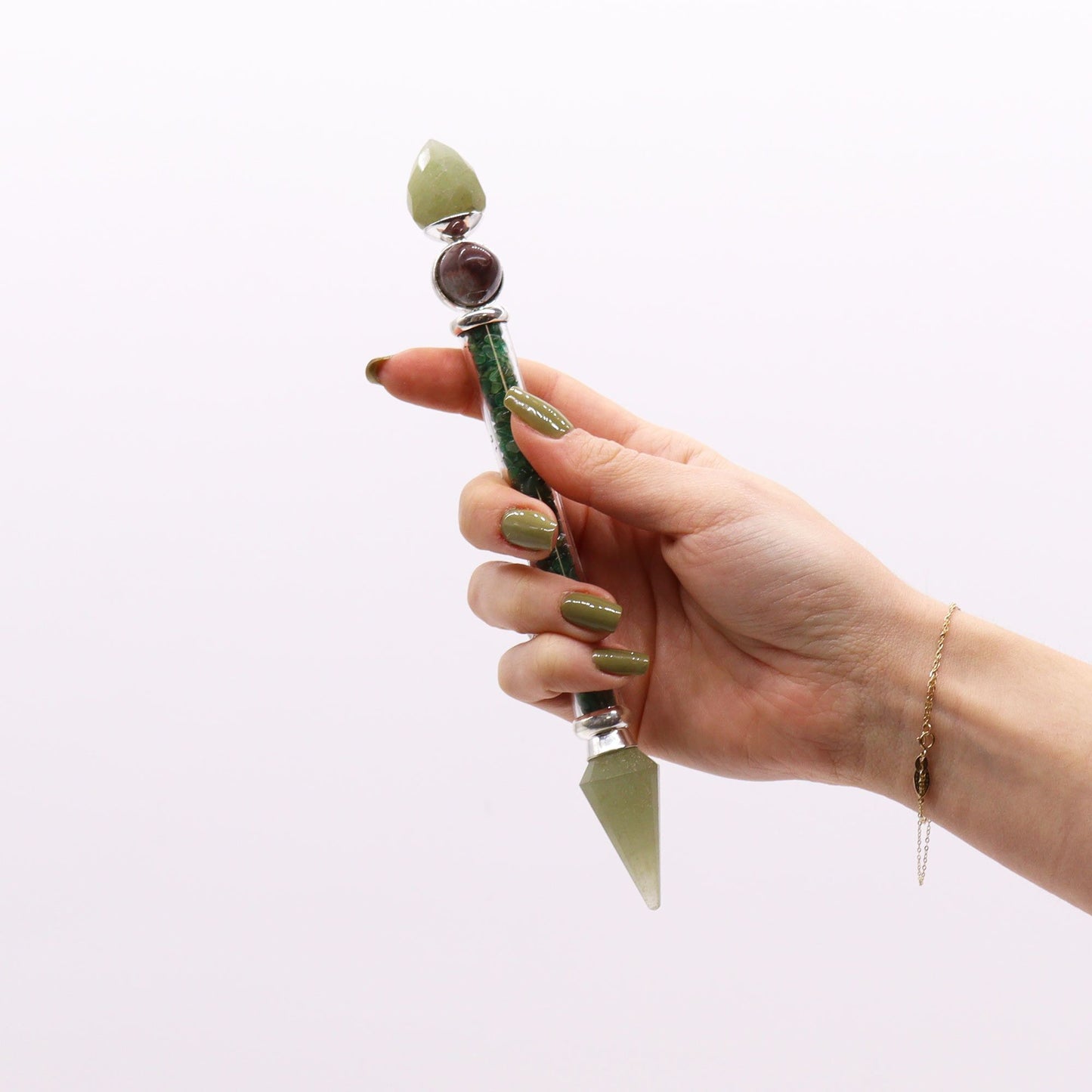 Green Aventurine Shiva Lingam Magic Wand for Happiness & Positivity