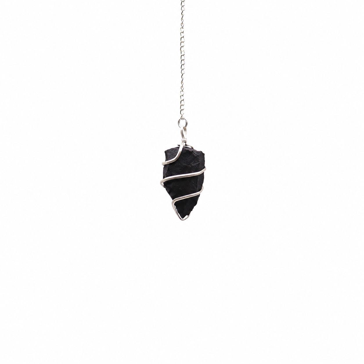 Black Agate Raw Gemstone Pendulum