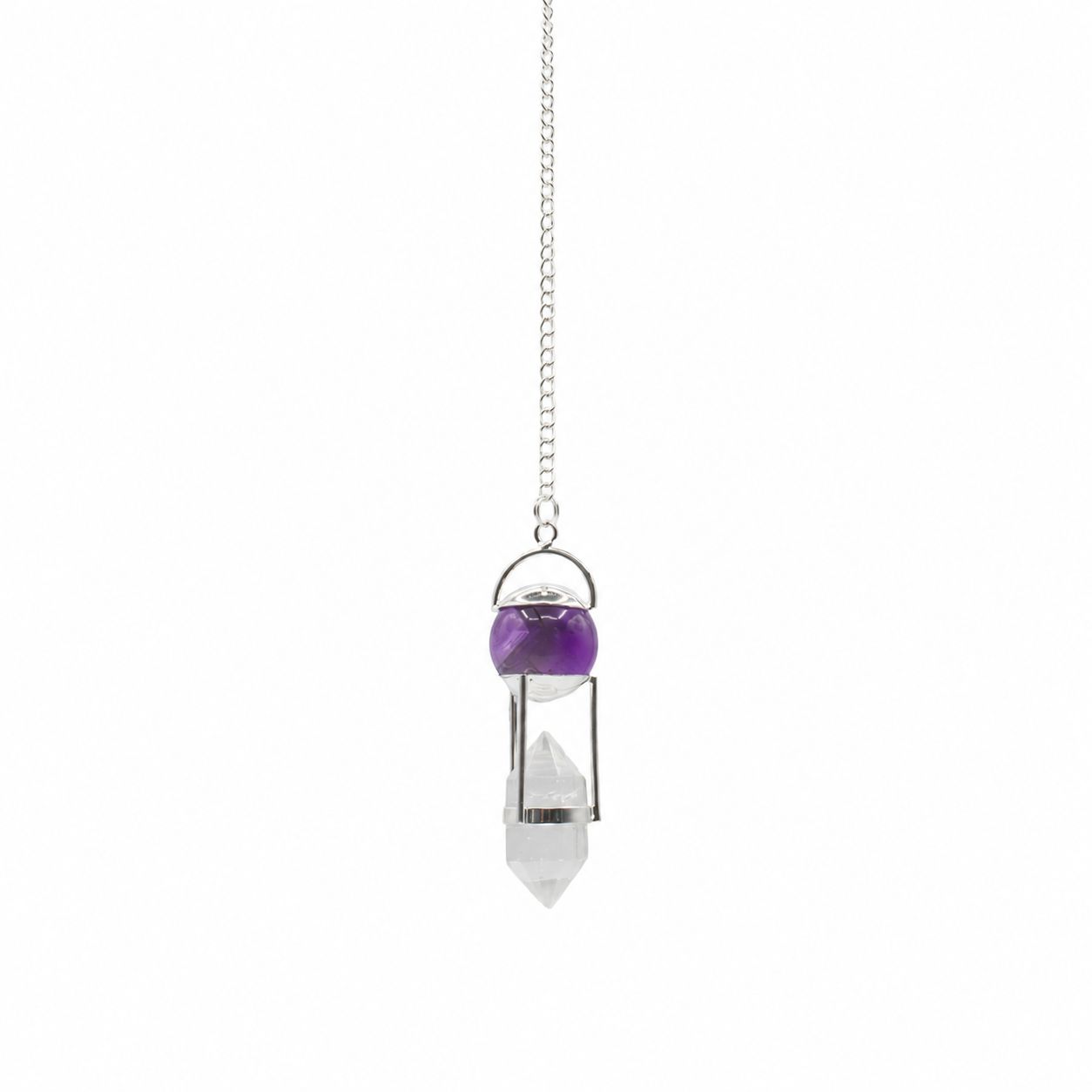 Amethyst, Clear Quartz Double Power Pendulum Seeker of Truth