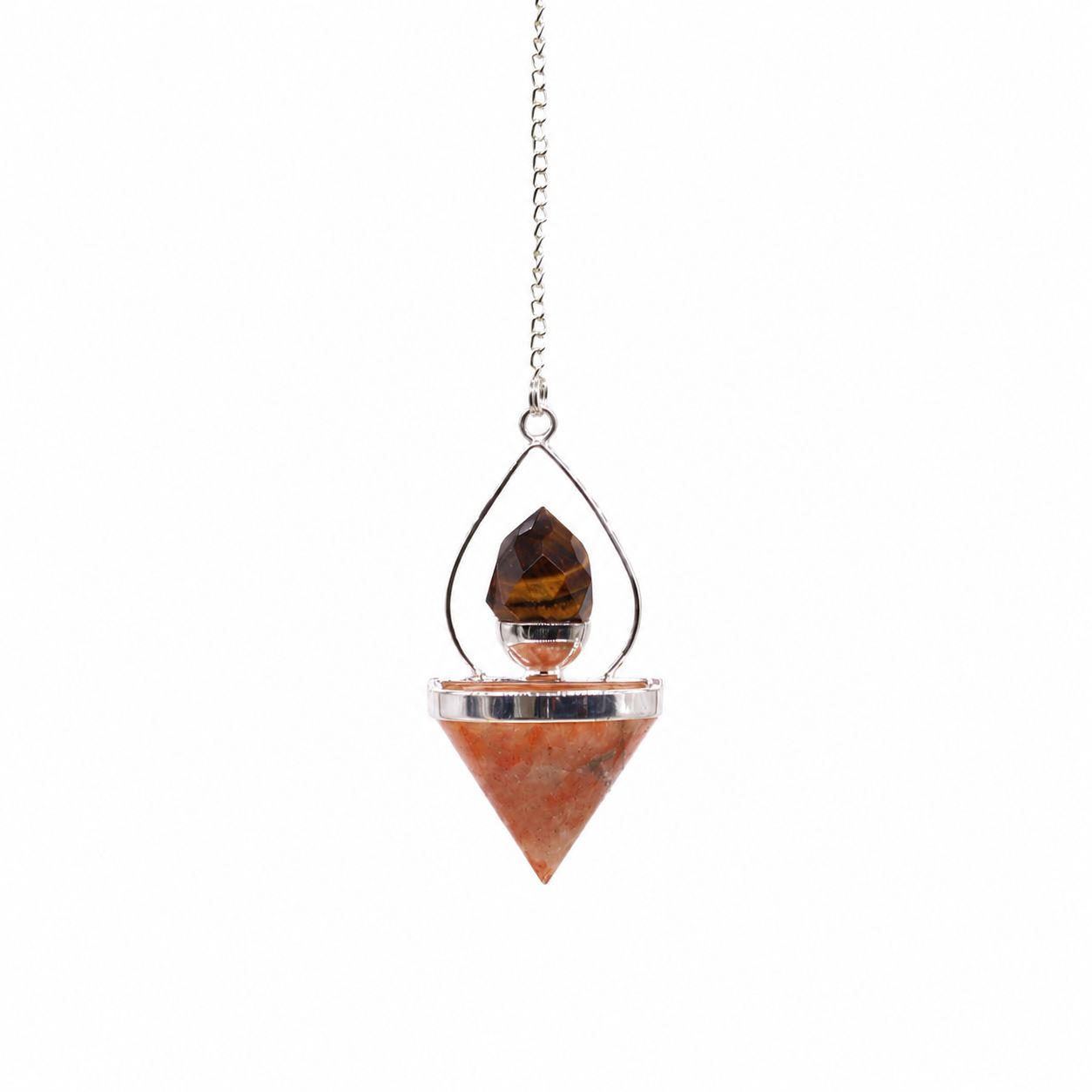 Sunstone & Tiger Eye Gemstone Lantern of Life Pendulum
