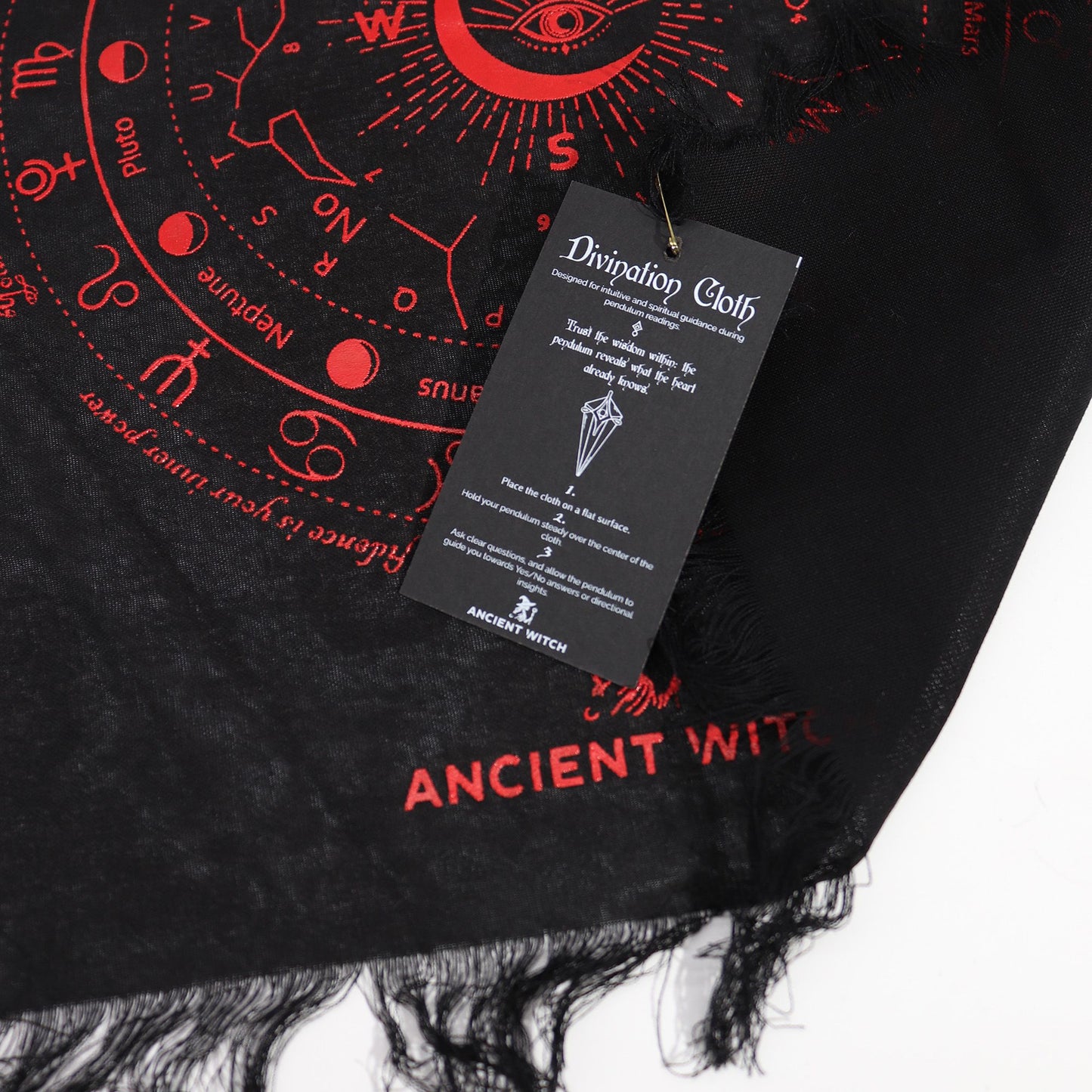All Seeing Eye Pendulum Divination Cloth Black & Blood Red