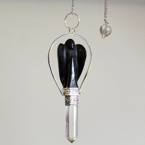 Black Agate Angel Pendulum