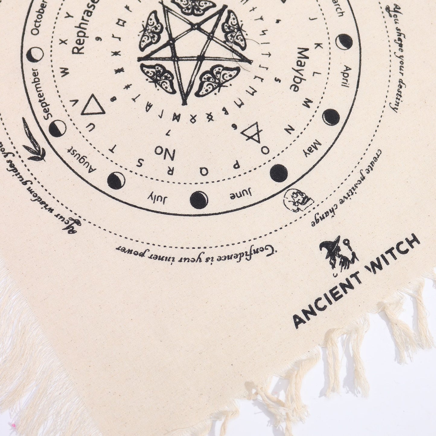 Mystic Moth Pendulum Divination Cloth Natural & Black