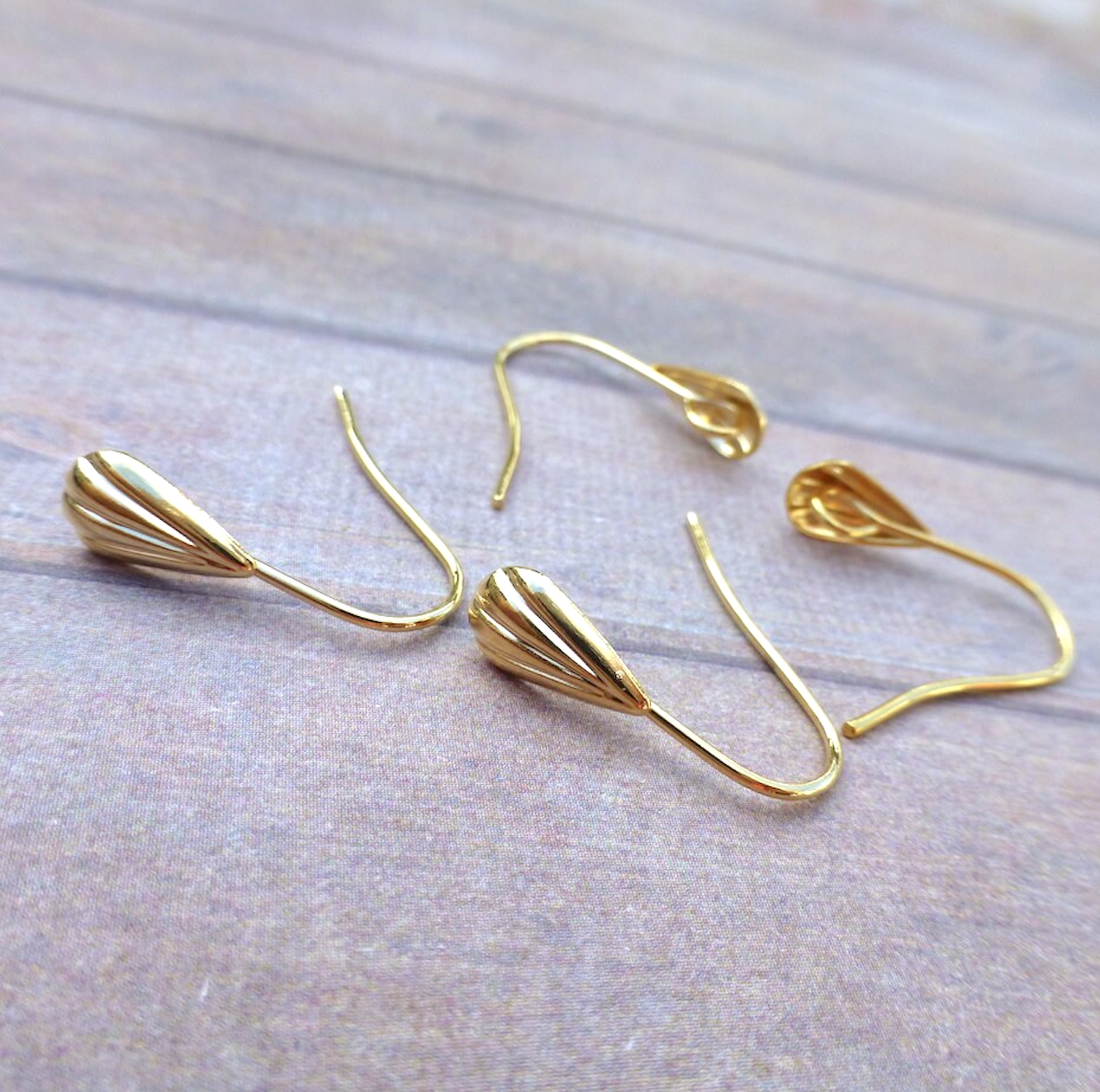 Gold Plated Earring Ear Wires with Petal and Loop Pack of 10