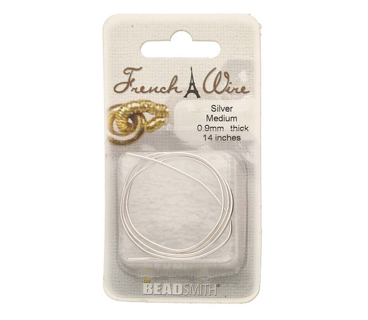 0.9mm Medium French Wire Silver Colour Gimp Bullion Wire