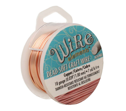 18 Gauge Copper Colour Round Craft Wire by Beadsmith Pro Quality Non Tarnish 7yd