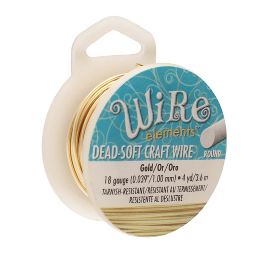 18 Gauge Gold Colour Round Craft Wire by Beadsmith Pro Quality Non Tarnish
