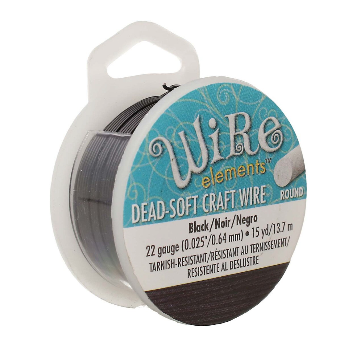 22 Gauge Black Colour Round Craft Wire by Beadsmith Pro Quality Non Tarnish 15 yd