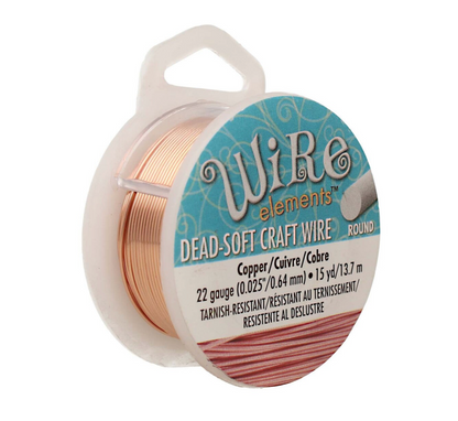 22 Gauge Copper Colour Round Craft Wire by Beadsmith Pro Quality Non Tarnish 15 yd