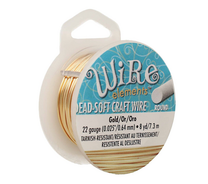 22 Gauge Gold Colour Round Craft Wire by Beadsmith Pro Quality Non Tarnish 8 yd