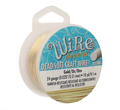 24 Gauge Gold Colour Round Craft Wire by Beadsmith Pro Quality Non Tarnish 10 yd