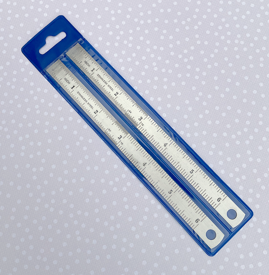 2 x Double Sided Metric / Imperial Stainless Steel Rulers 15 cm 6 Inch