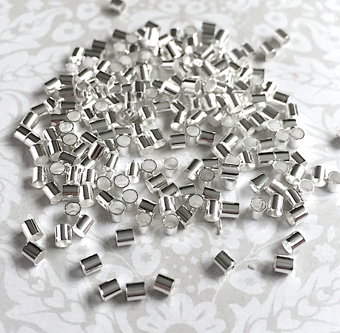 2mm Silver Plated Crimp Beads 2.5 grams (cca 200pcs)