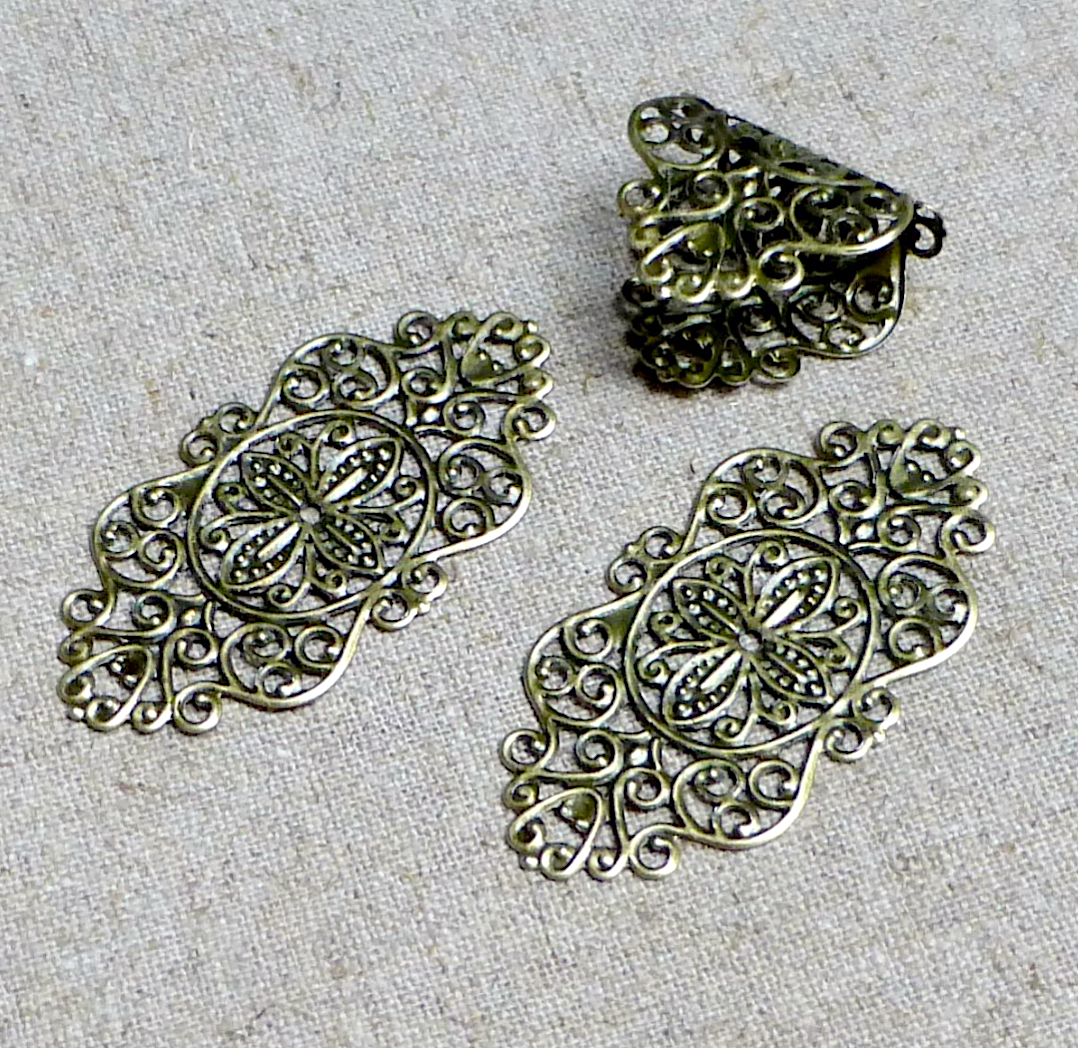 45mm Long Filigree Component in Antique Bronze Colour - Pack of 10