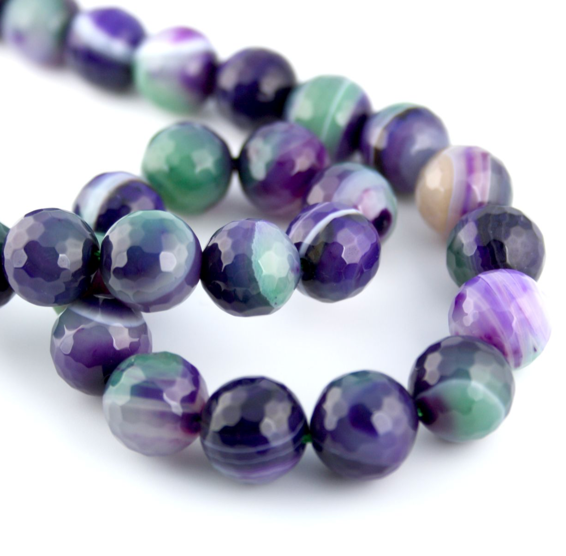 AAA Grade Natural Lace Agate Faceted Beads - Pack of 10