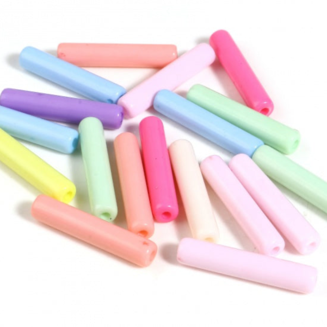 Acrylic Cylinder Beads 25 mm Mix Colour - Pack of 50