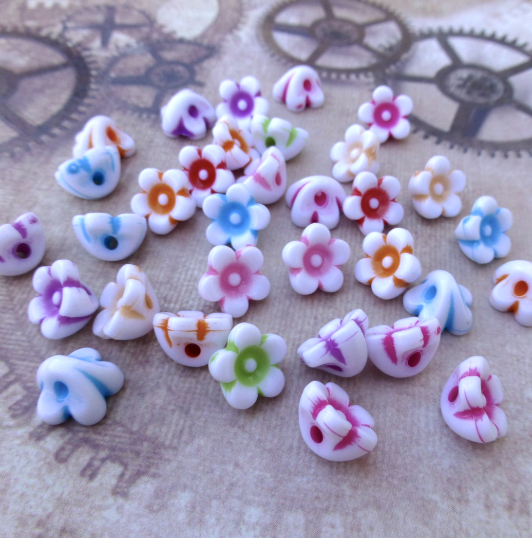 Acrylic Flower Beads Mix Colour - Pack of 100
