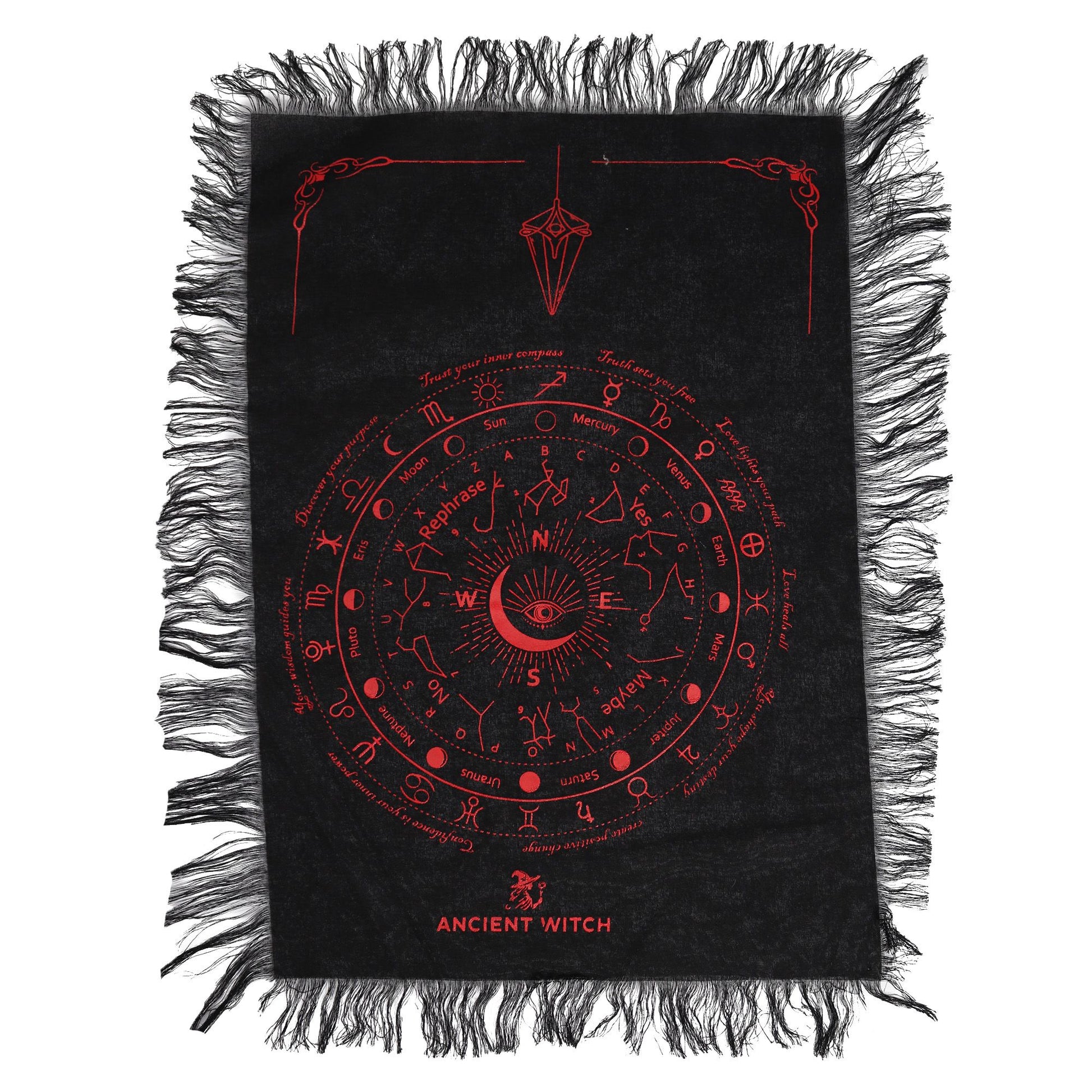 All Seeing Eye Pendulum Divination Cloth Black & Blood Red