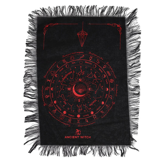 All Seeing Eye Pendulum Divination Cloth Black & Blood Red