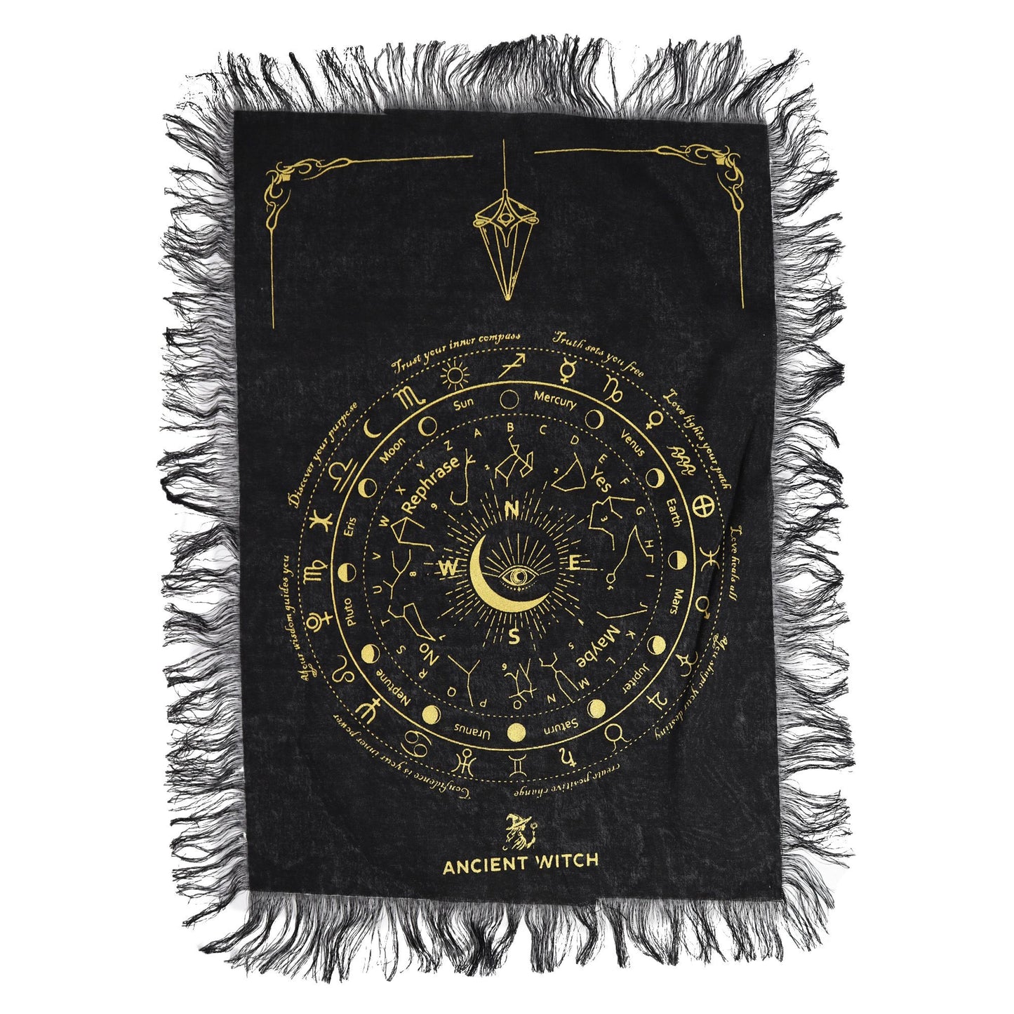 All Seeing Eye Pendulum Divination Cloth Black & Gold