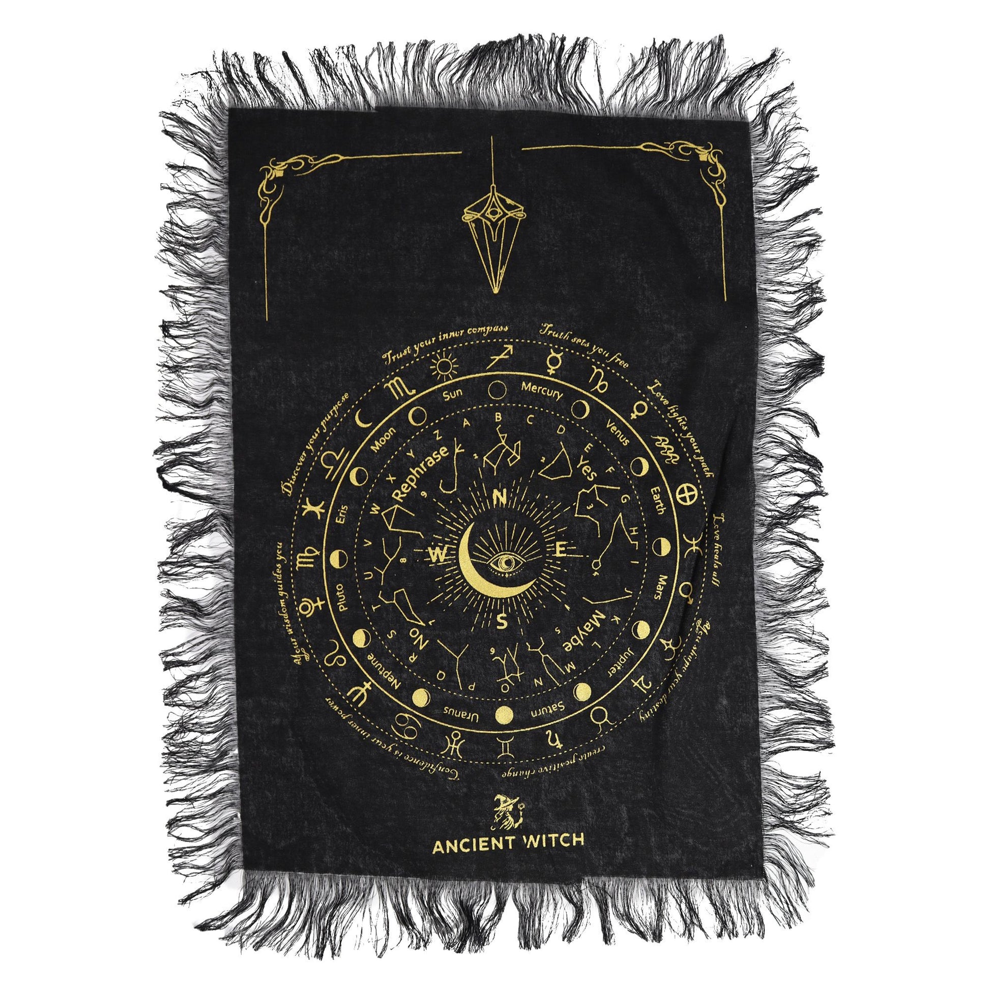 All Seeing Eye Pendulum Divination Cloth Black & Gold
