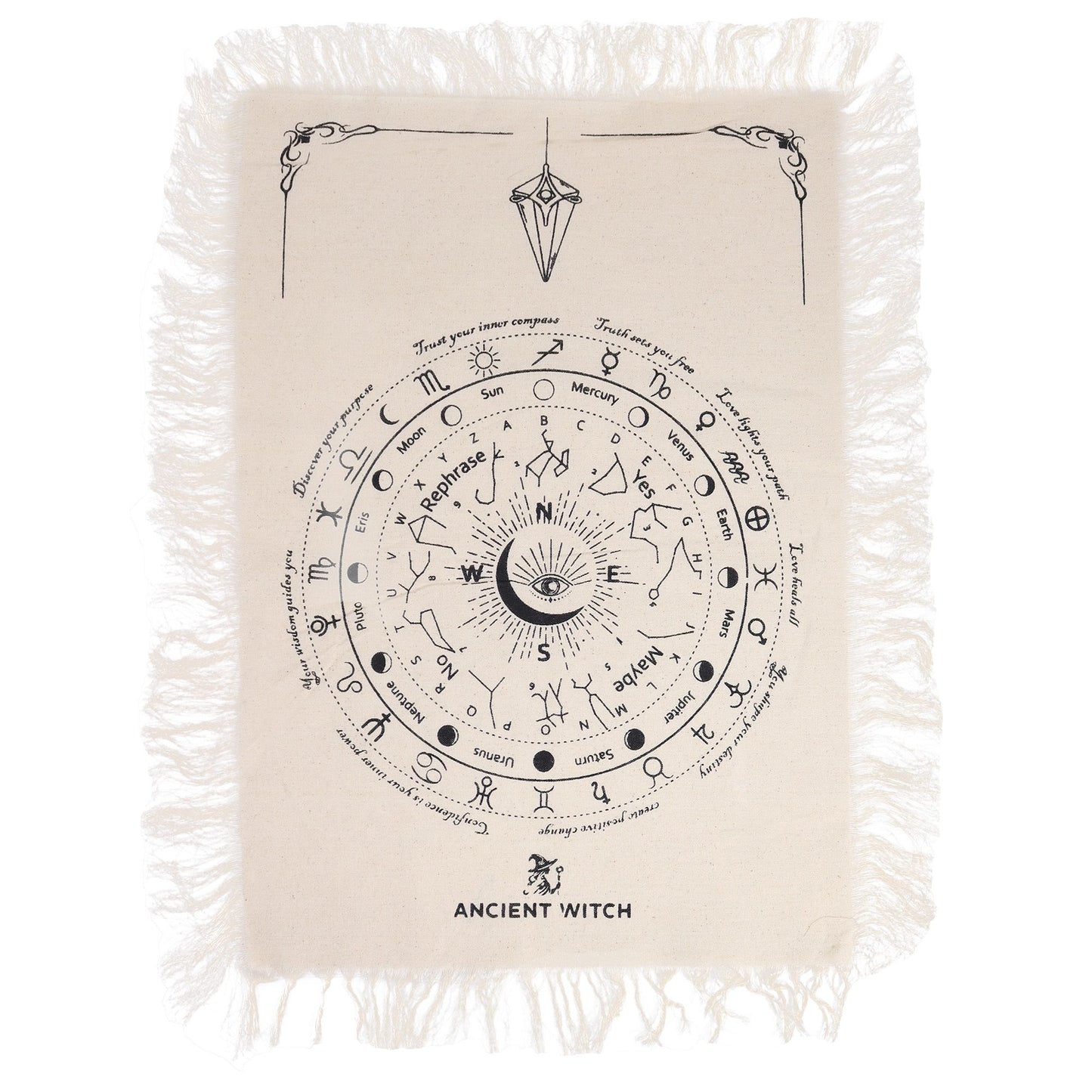 All Seeing Eye Pendulum Divination Cloth Natural & Black
