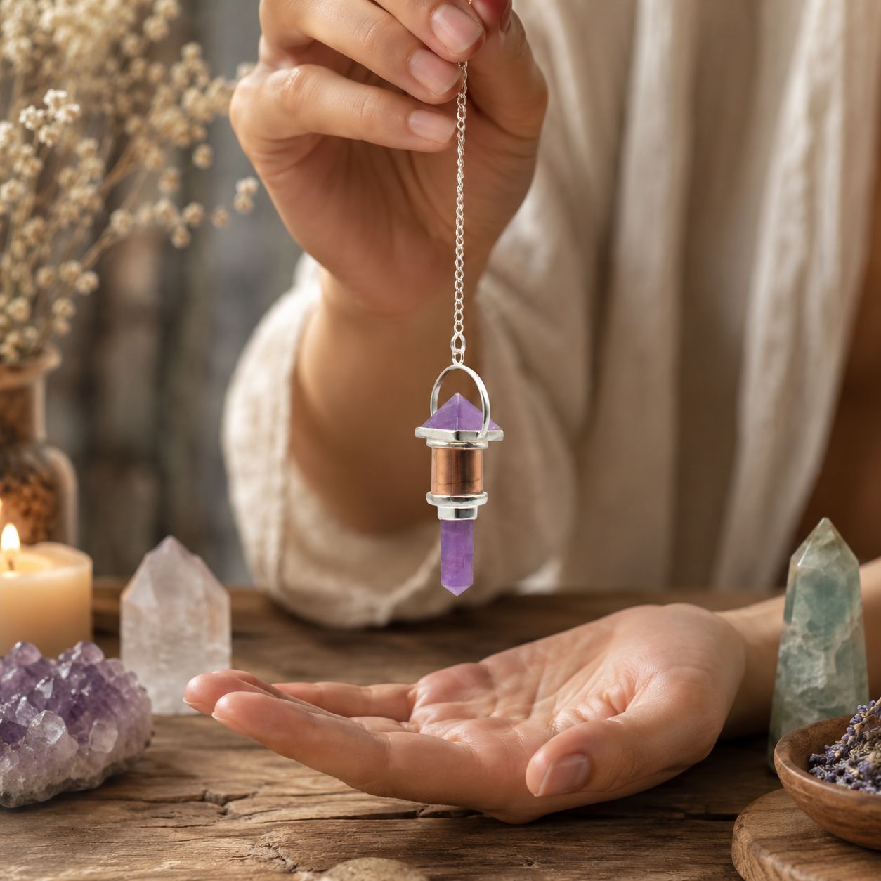 Amethyst and Copper Pendulum The Violet Engine