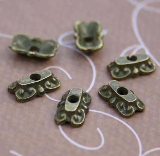 Angular Bead Caps Bronze Colour Jewellery Findings Pack of 30
