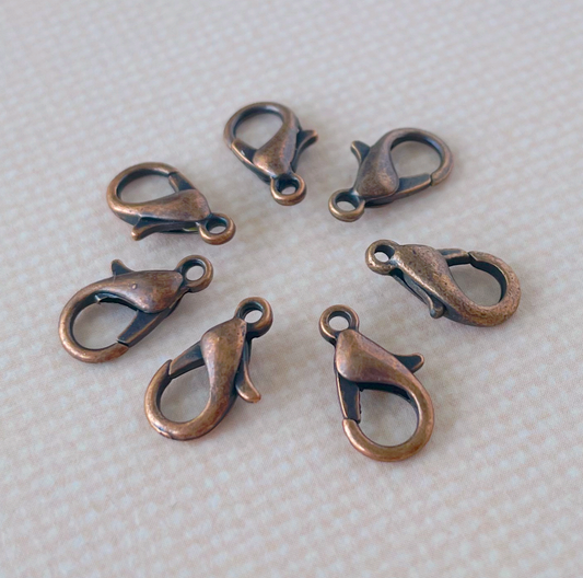 Antique Copper Colour 12mm Lobster Claw Clasps - Pack of 50