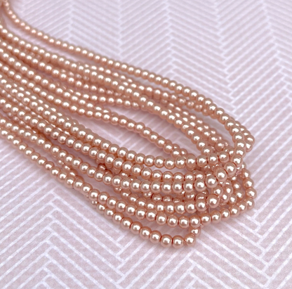 Antique Pink Round Czech Glass Pearls 2mm Strand of 150 beads