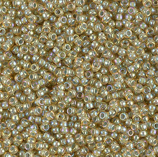 Aqua Lined Light Topaz AB 11-0359 Miyuki 11/0 Round Japanese Seed Beads 20 grams