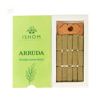 Arruda Natural Incense Smudge Bricks and Burner Pack of 15