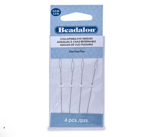 Beadalon Fine Collapsible Eye Needles, 2.5 in, Set of 4