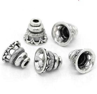 Bell Bead Caps Antique Silver Colour - Pack of 10
