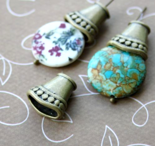 Bell Shape Bead Caps Bronze Colour Pack of 6 beading findings jewellery making