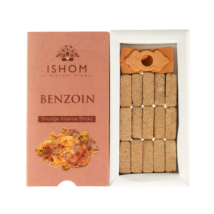 Benzion Natural Incense Smudge Bricks and Burner Pack of 15