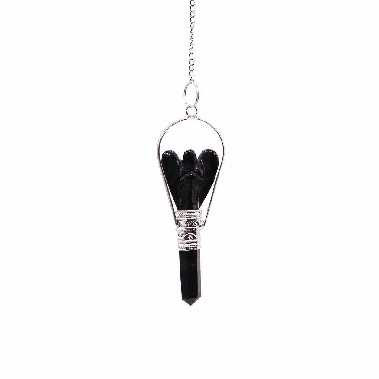 Black Agate Angel Pendulum