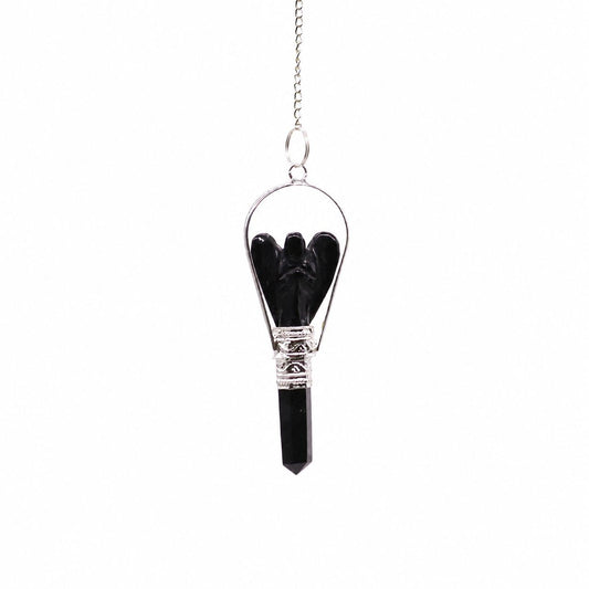 Black Agate Angel Pendulum