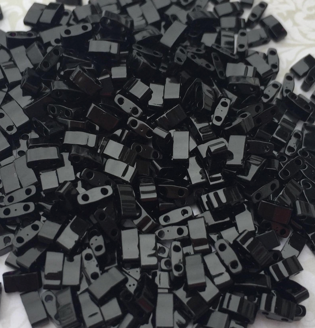 Black Miyuki Half Tila Beads - 8 grams