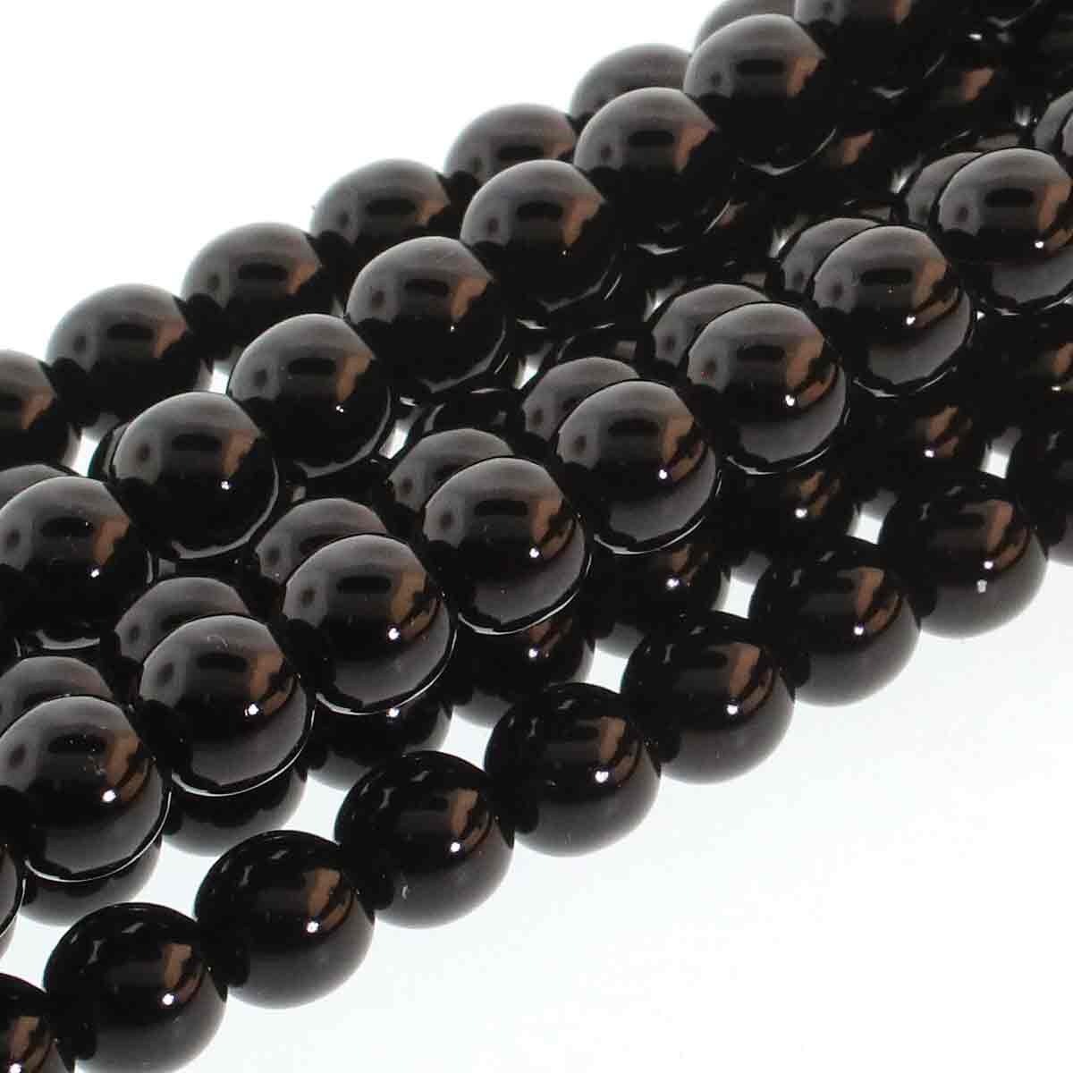 Black Round Czech Glass Pearls 6mm Strand of 75 beads