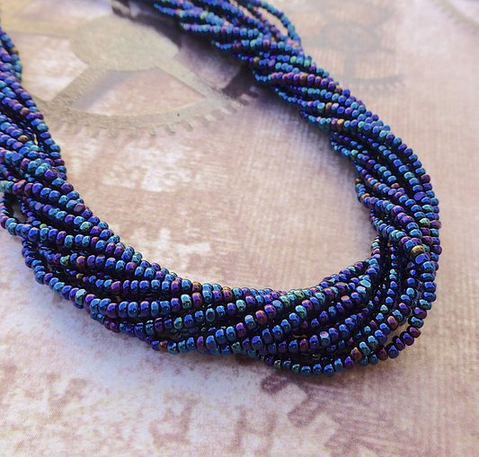 Blue Iris Glass Seed Beads 13/0 Charlotte 6 Strands 