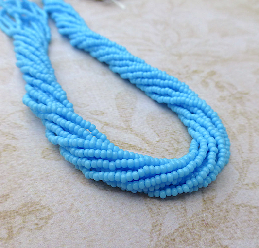 Blue Turquoise Glass Seed Beads 13/0 Charlotte 6 Strands
